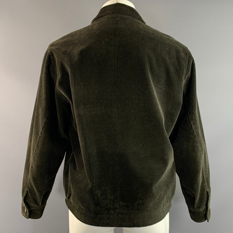 ERMENEGILDO ZEGNA Size M Green Olive Corduroy Cotton Jacket