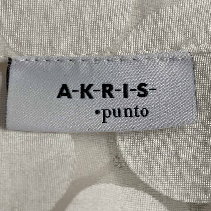 AKRIS Size 12 White Cotton Polka Dot Point Collar Button Up Shirt