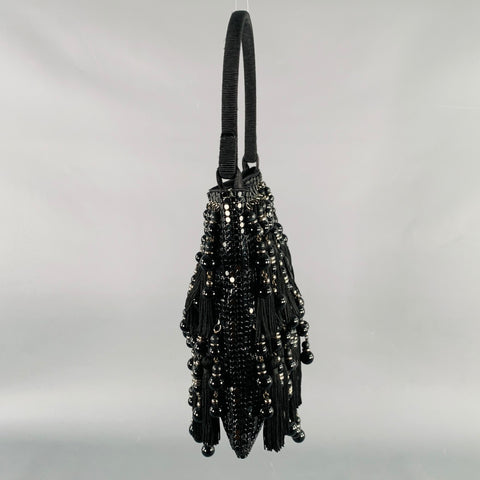 GIORGIO ARMANI Black Beaded Metal Mesh Evening Handbag