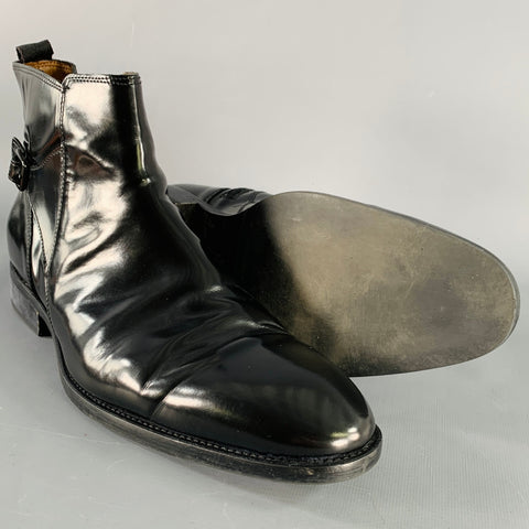 BROLETTO Size 11 Black Patent Leather Side Zipper Boots