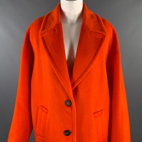 GOLDEN GOOSE Size M Orange Wool Blend Notch Lapel Coat