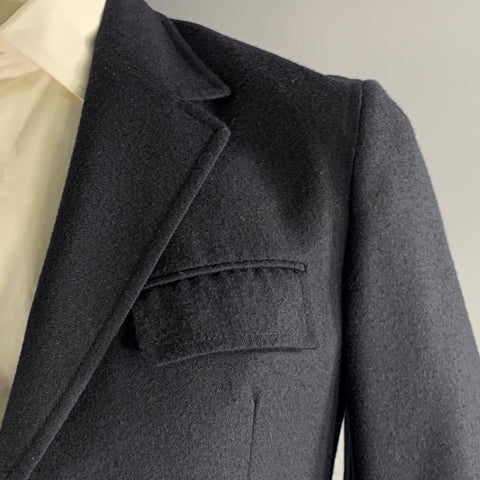 PRADA Chest Size 42 Navy Solid Wool Notch Lapel Sport Coat