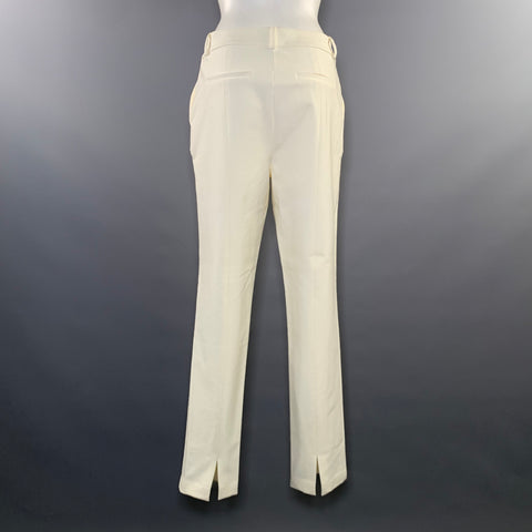 DEREK LAM Size 6 White Cotton Blend Straight leg Dress Pants