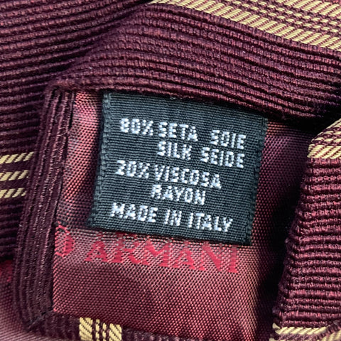 GIORGIO ARMANI Burgundy Camel Stripe Silk Blend Tie