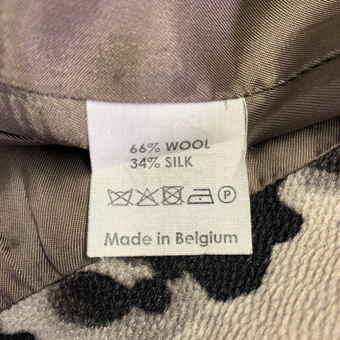 DRIES VAN NOTEN Size 6 Grey Olive Wool Silk Marbled Open Back Dress