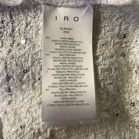 IRO Size S White Silver Polyester Blend Tweed Snaps Shirt