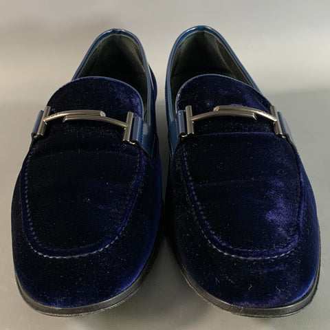TOD'S Size 8.5 Blue Royal Blue Velvet Moccasin Loafers