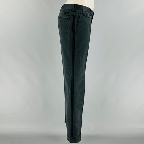 DOLCE & GABBANA Size 32 Black Solid Cotton Tuxedo Dress Pants