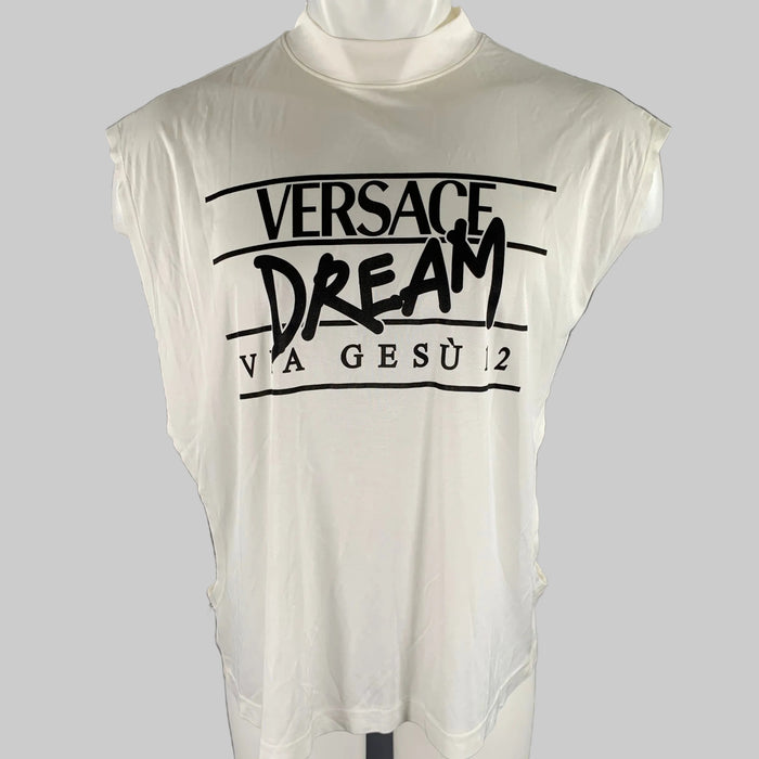 VERSACE Dream Size M White Print Muscle Tank T-shirt