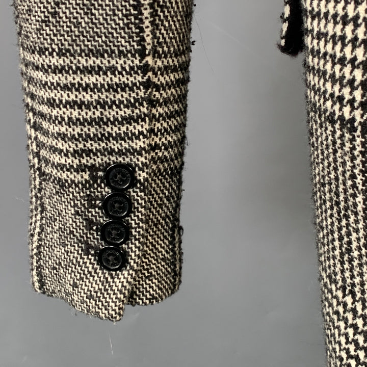 MICHAEL by MICHAEL KORS Size S Black White Wool Blend Plaid Double Breasted Coat