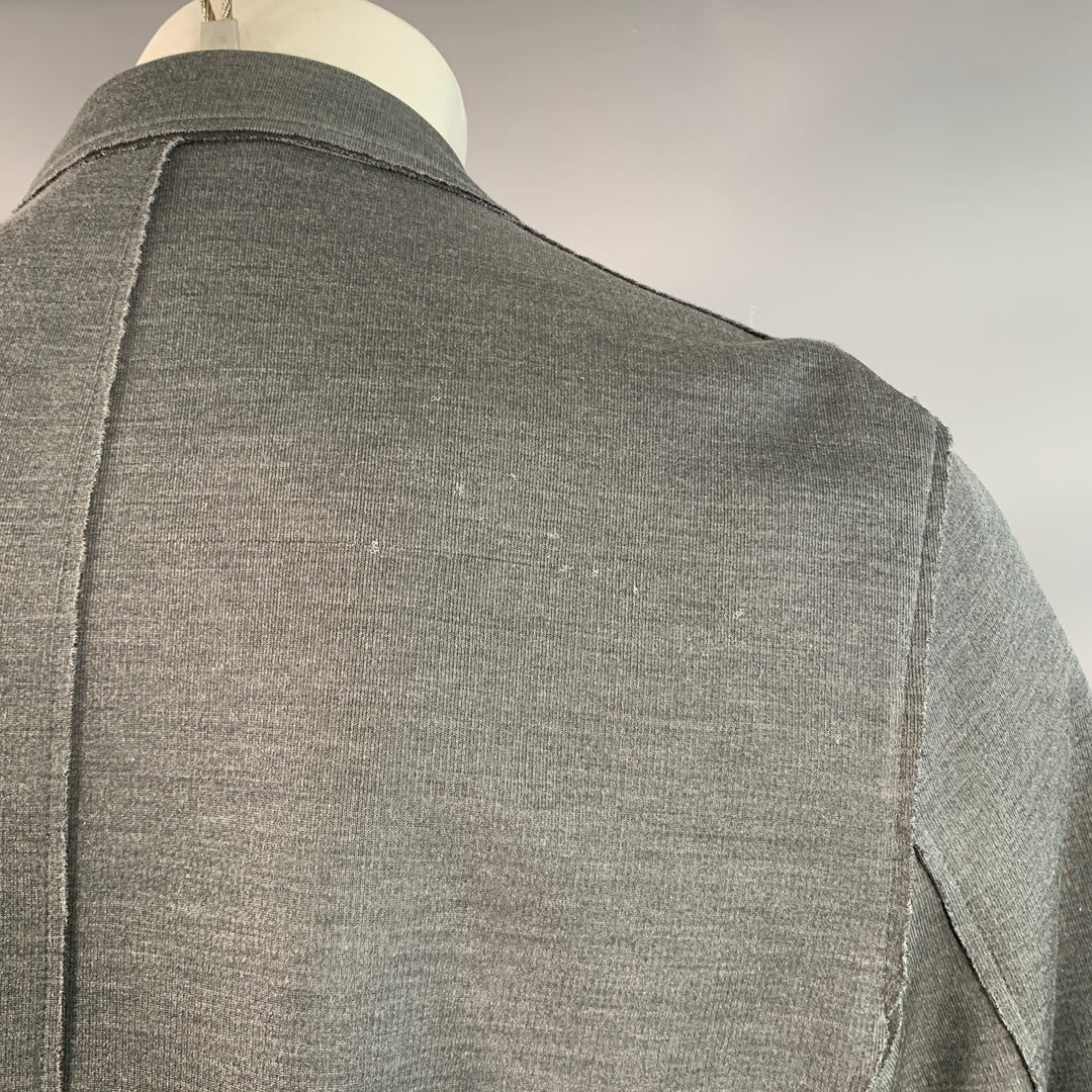 LANVIN Size M Grey Silk Cotton Blend Snaps Notch Lapel Jacket