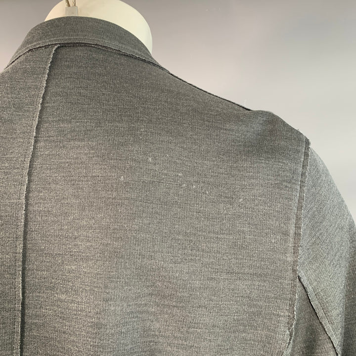 LANVIN Size M Grey Silk Cotton Blend Snaps Notch Lapel Jacket
