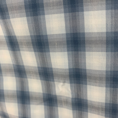 LORENZINI Size XXL Blue Plaid Cotton Button Up Long Sleeve Shirt