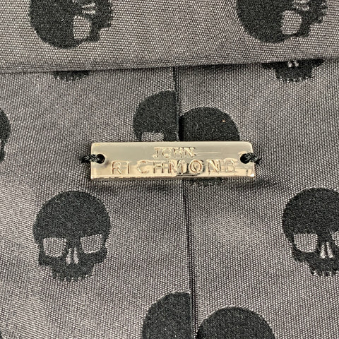 JOHN RICHMOND Charcoal Skull Silk Tie