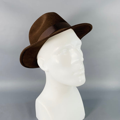 BORSALINO Size M Baker Brown Felt Fedora Hat