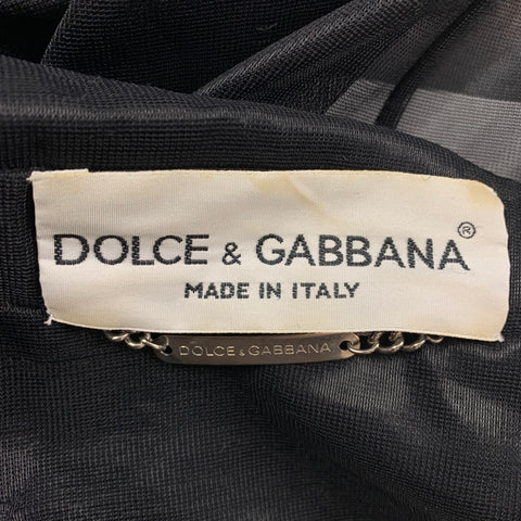 DOLCE & GABBANA Size 42 Black See Through Polyamide Peak Lapel Suit