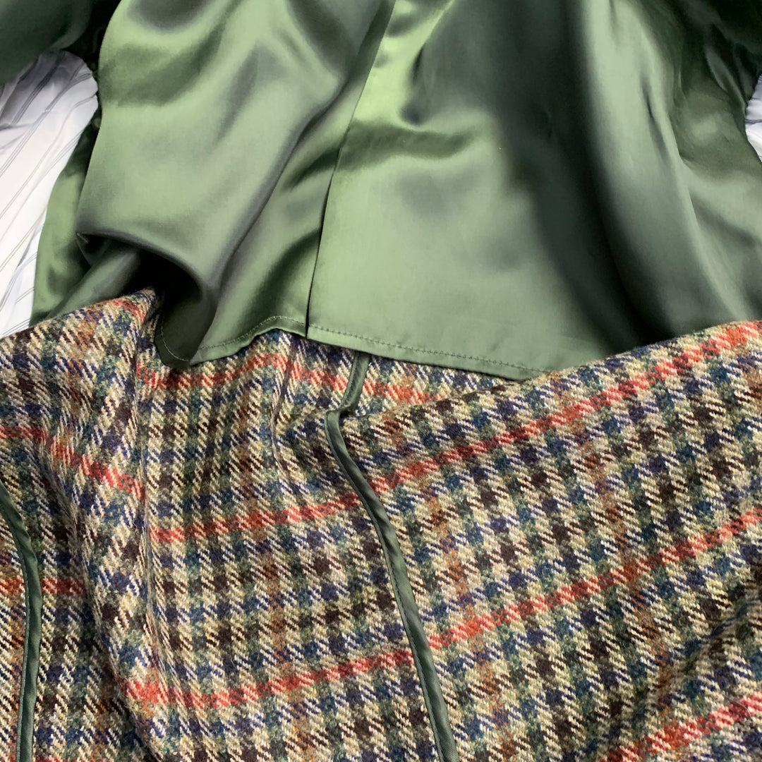 O'CONNELL'S Size 42 Long Tan Red Blue Plaid Wool Notch Lapel Sport Coat