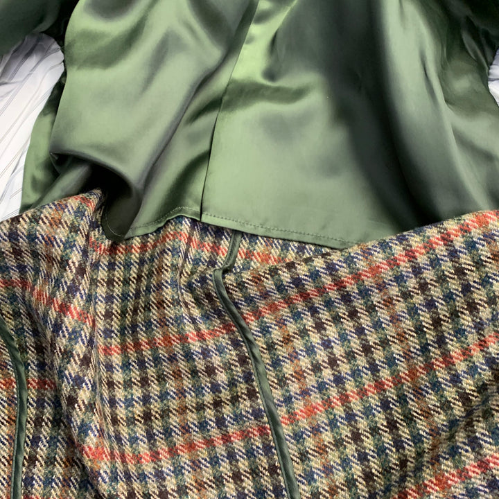 O'CONNELL'S Size 42 Long Tan Red Blue Plaid Wool Notch Lapel Sport Coat