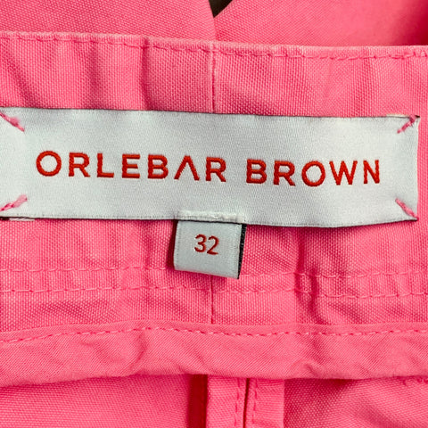 ORLEBAR BROWN Size 32 Neon Pink Cotton Flat Front Tapered Casual Pants