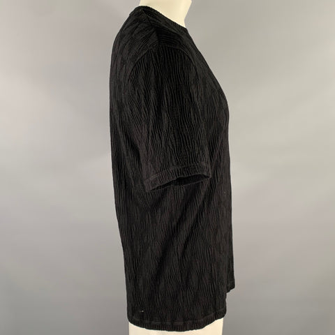 GIORGIO ARMANI Size XL Black Jacquard Viscose Blend T-shirt