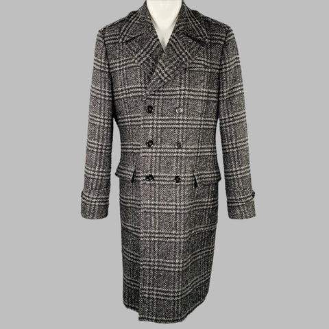 DOLCE & GABBANA Size 40 Black Grey Plaid Wool Blend Coat