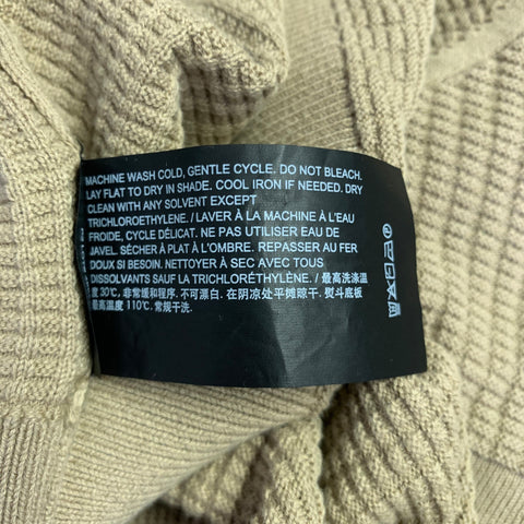 THEORY Size L -Gades- Tan Waffle Knit Cotton Blend Crew Neck T-shirt