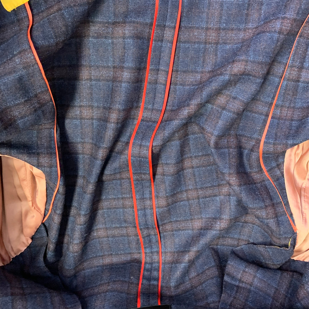 PAUL SMITH Size 42 Regular Navy Brown Plaid Wool Slim Fit Notch Lapel Sport Coat