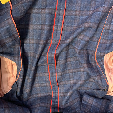 PAUL SMITH Size 42 Regular Navy Brown Plaid Wool Slim Fit Notch Lapel Sport Coat