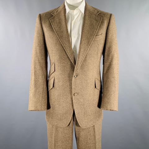 Costume en laine vierge à chevrons beige marron POLO par RALPH LAUREN Taille 44