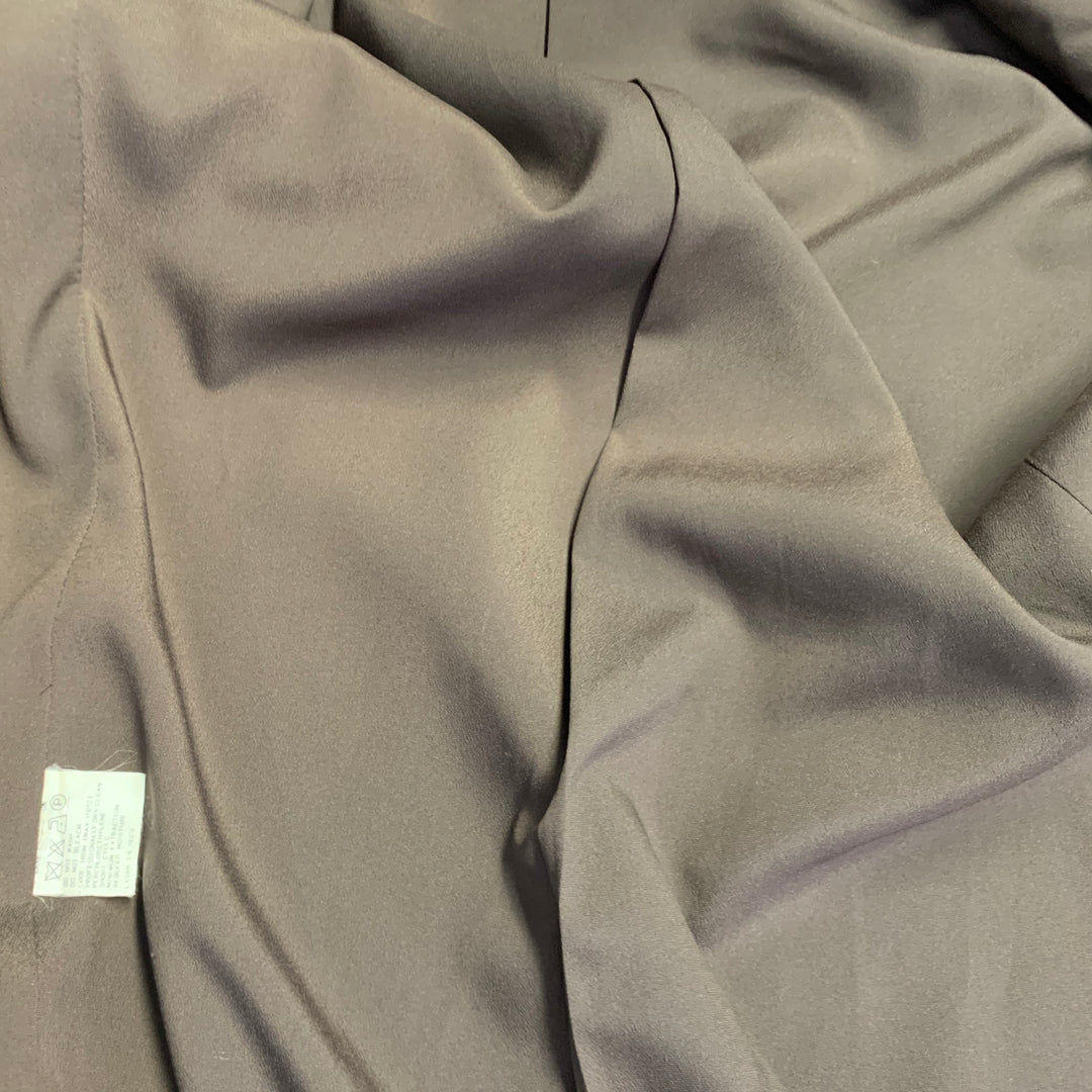 EMANUEL UNGARO Size 6 Purple Brown Wool Twill Mandarin Collar Midi Pencil Skirt Suit