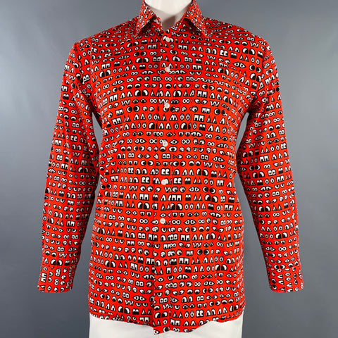 WALTER VAN BEIRENDONCK Size XL Red Black White Cartoon Eyes Long Sleeve Shirt