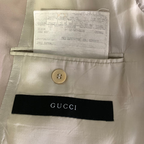 GUCCI Chest Size 42 Khaki Solid Wool Notch Lapel Sport Coat