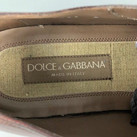 DOLCE & GABBANA Size 9 Brown Leather Cap Toe Lace-Up Shoes