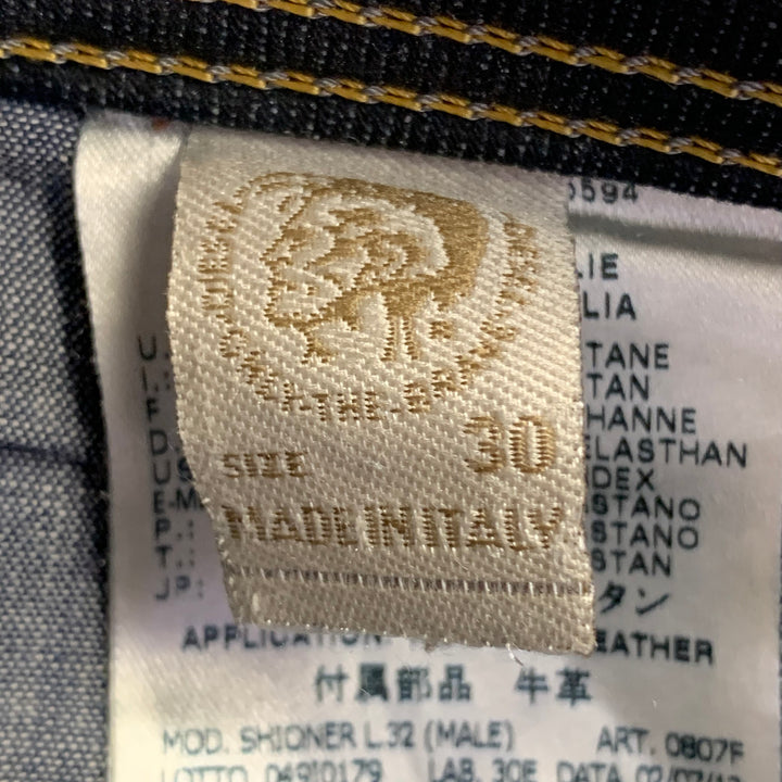 DIESEL Limited Edition Size 30 Shioner Indigo Cotton Blend Twill Sequined Distressed Skinny Jeans