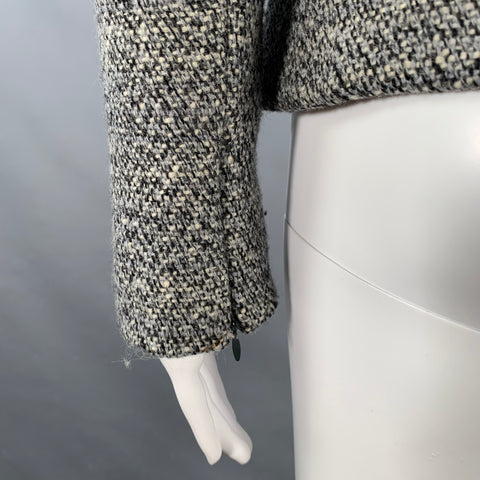 ALEXANDER MCQUEEN Size 4 Grey Black Wool Blend Boucle Single Breasted Jacket