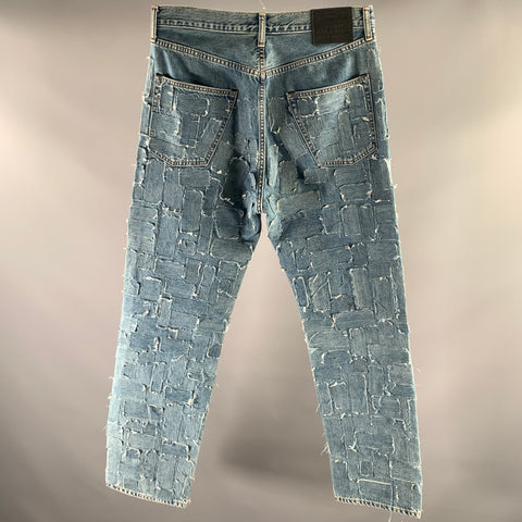 LEVI'S Size 32 Blue Organic Cotton Patchwork Jeans