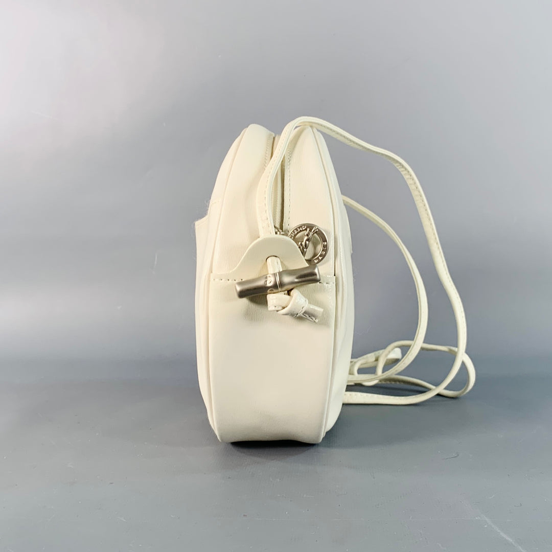 LONGCHAMP Vintage White Faux Leather Round Crossbody Handbag