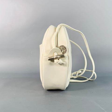 LONGCHAMP Vintage White Faux Leather Round Crossbody Handbag