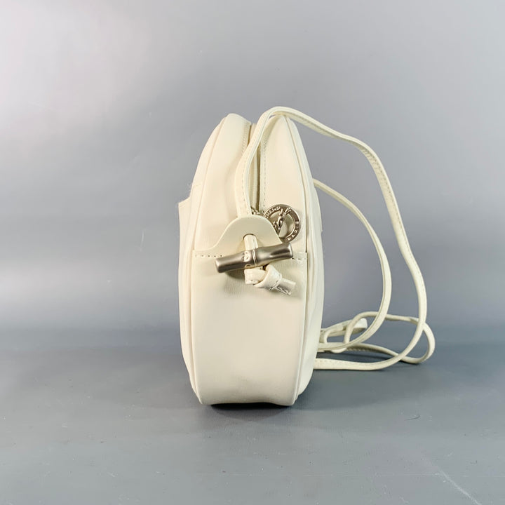 LONGCHAMP Vintage White Faux Leather Round Crossbody Handbag