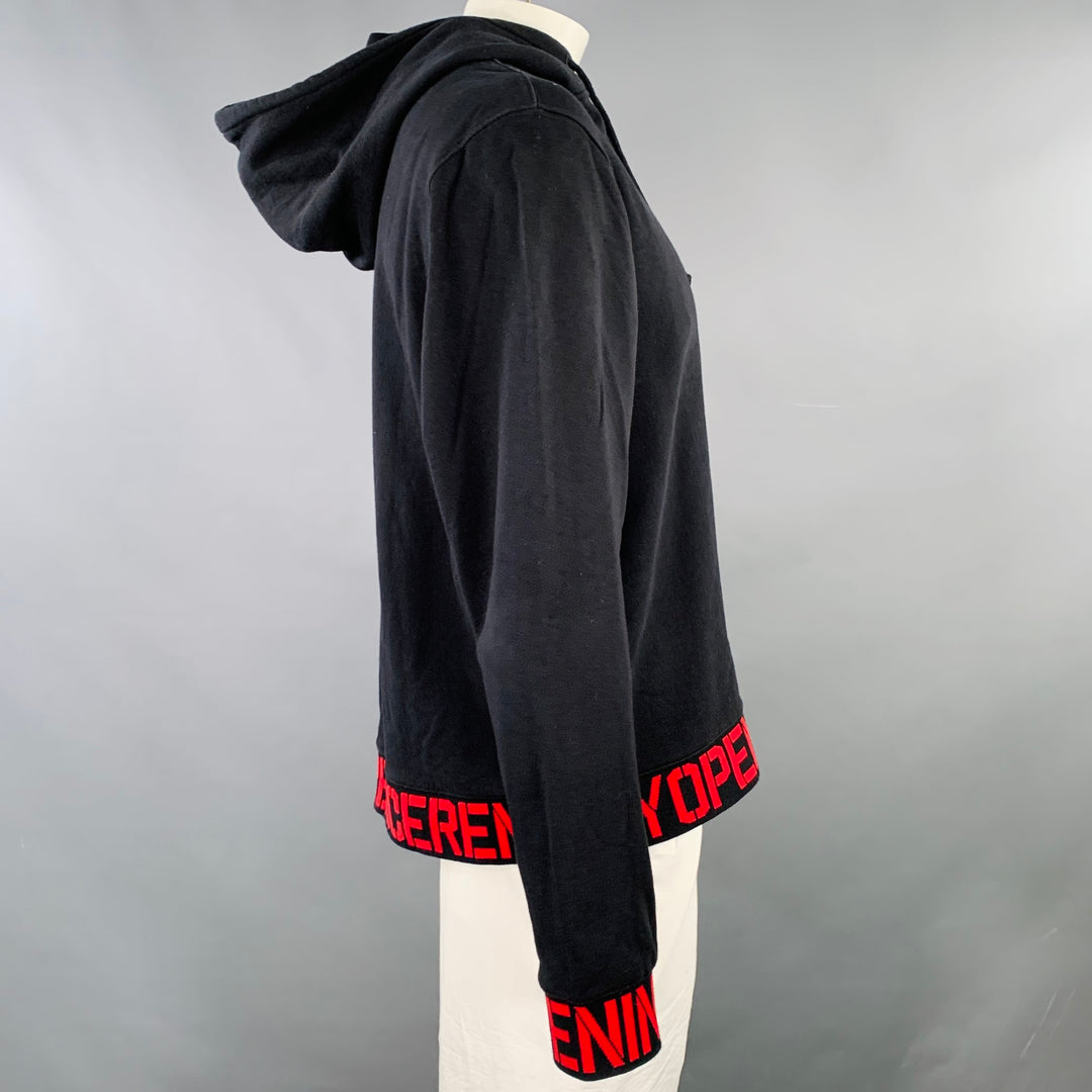 OPENING CEREMONY Size XL Black Red Cotton Hooded Sweatshirt