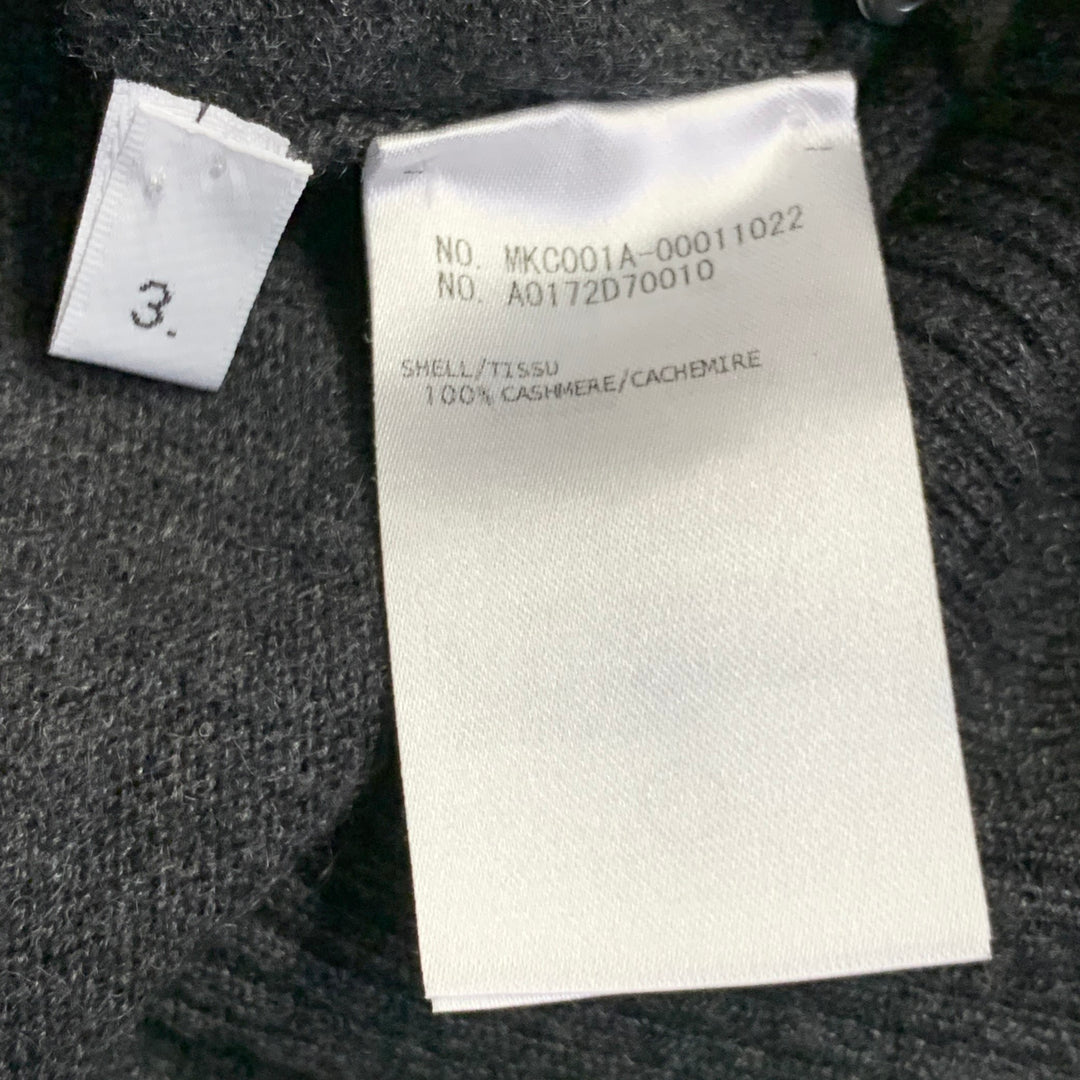 THOM BROWNE Size L White Charcoal 4 Bar Stripe Cashmere Two Pockets Cardigan