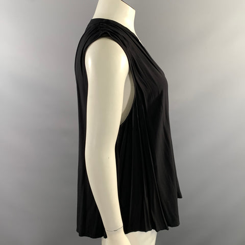 SAKS FIFTH AVENUE Size XL Black Rayon Pleated Tank top Casual Top
