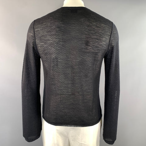 GUCCI Size L Black Diagonal Stripe Wool Blend Sheer Pullover