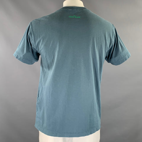 STONE ISLAND Size XL Blue Graphic Cotton T Shirt