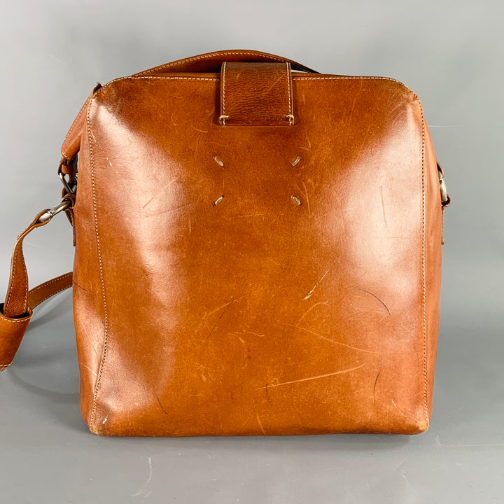 MAISON MARTIN MARGIELA Tan Distressed Calfskin Leather Shoulder Bag