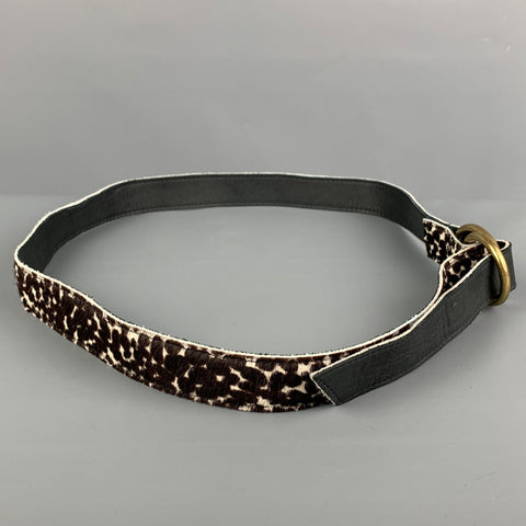 VINTAGE Ceinture en cheveux de poney à imprimé animal blanc marron