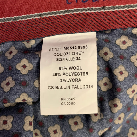 BALLIN Size 34 Gray Heather Wool Polyamide Zip Fly Dress Pants