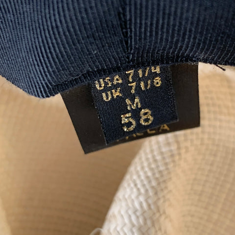 BORSALINO x PORK PIE HATTERS Cream Blue Woven Straw Fedora Hat