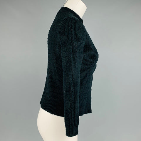 BALENCIAGA Size S Black Cotton Polyamide Ribbed Button Up Cardigan