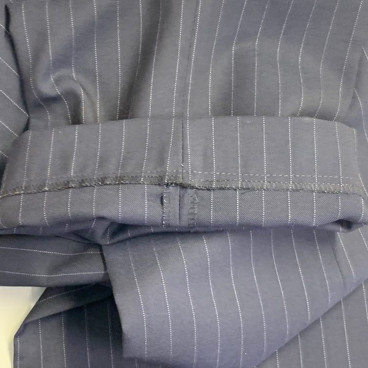 RALPH LAUREN Size 38 Regular Navy Grey Pinstripe Wool Notch Lapel Suit